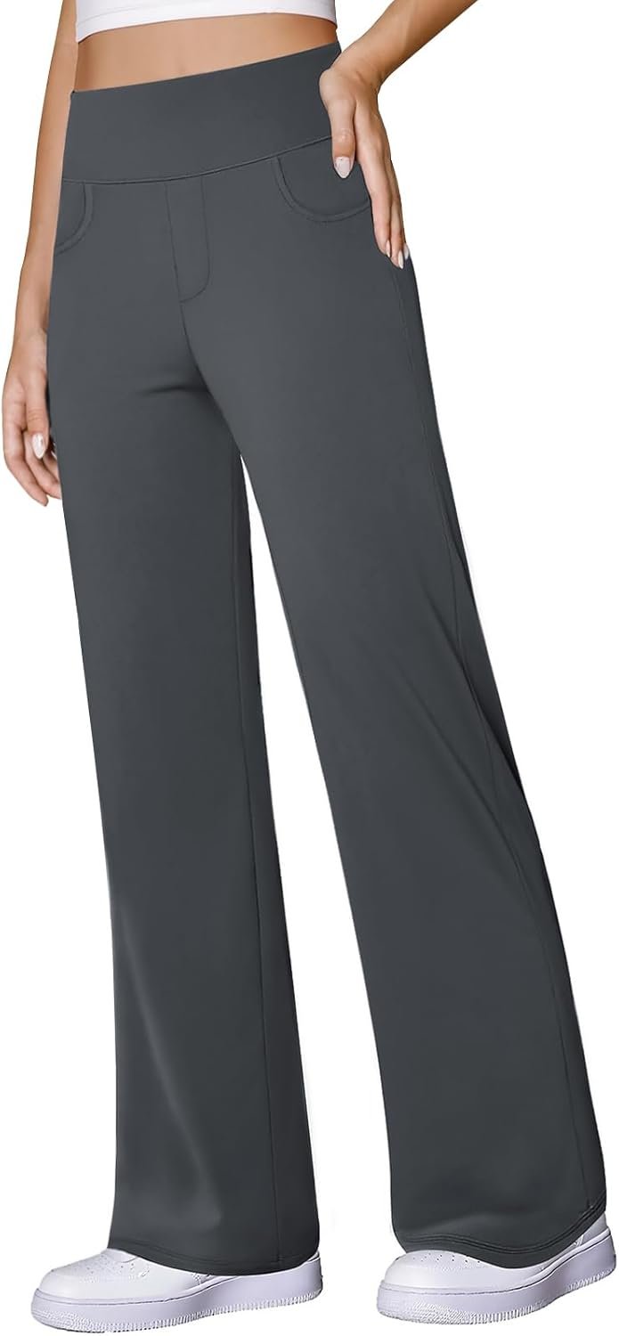 COPYLEAF Wide Leg Yoga Pants Women Stretch Dress Work Pants with Pockets Lounge Casual Sweatpants