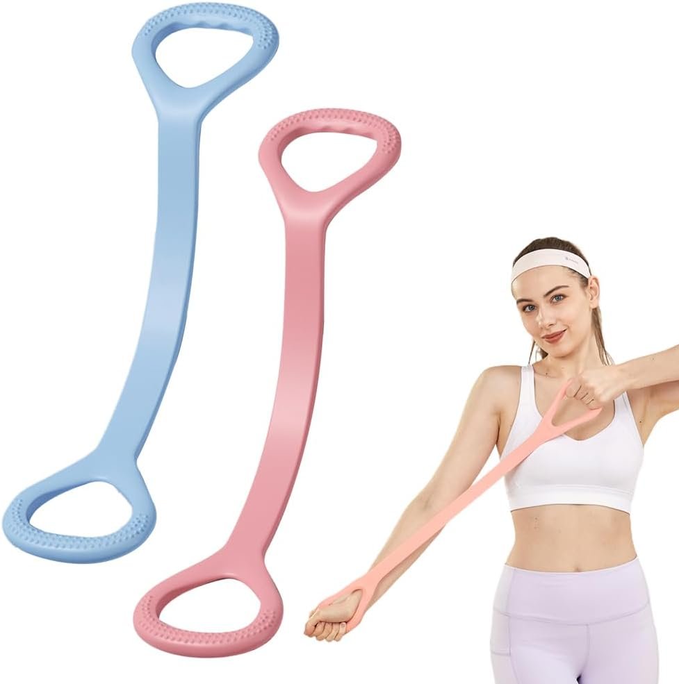 Resistance Bands Figure 8 Exercise Bands for Women, 2026 Upgraded Silicone Training Elastic Band with Handles, 24 lb Resistance Rubber Band for Arms, Back, Yoga Pilates, Stretching
