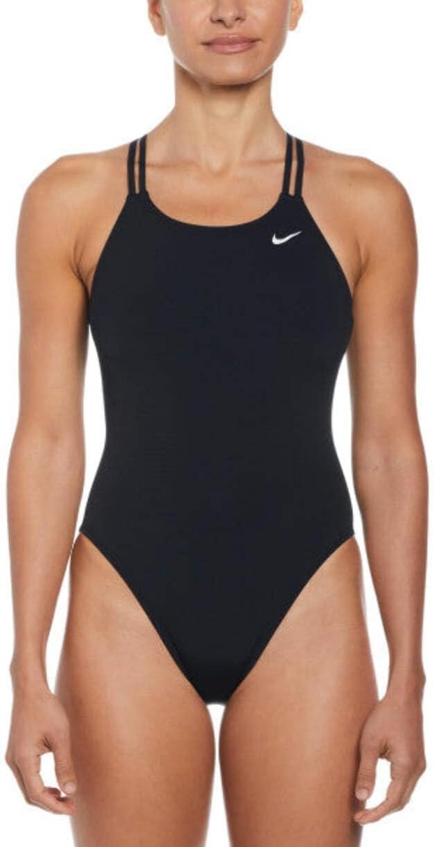 Nike Women’s HydraStrong Solid Spider Back One Piece Swimsuit Black, Size 36