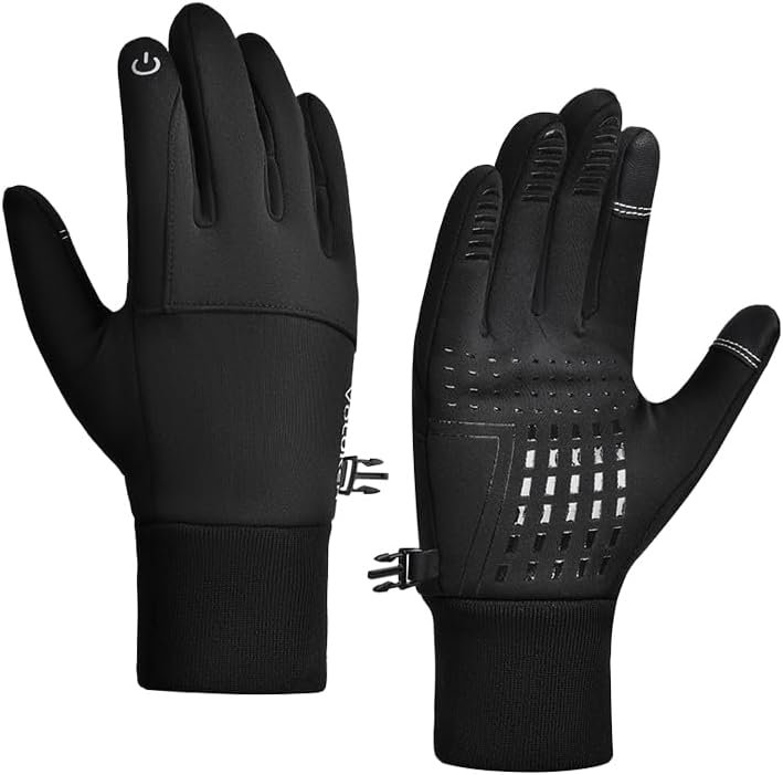 Winter Gloves, Touch Screen Compatible, Water Resistant, Thermal, Windproof for Running Cycling Driving Hiking, Men Women, Black