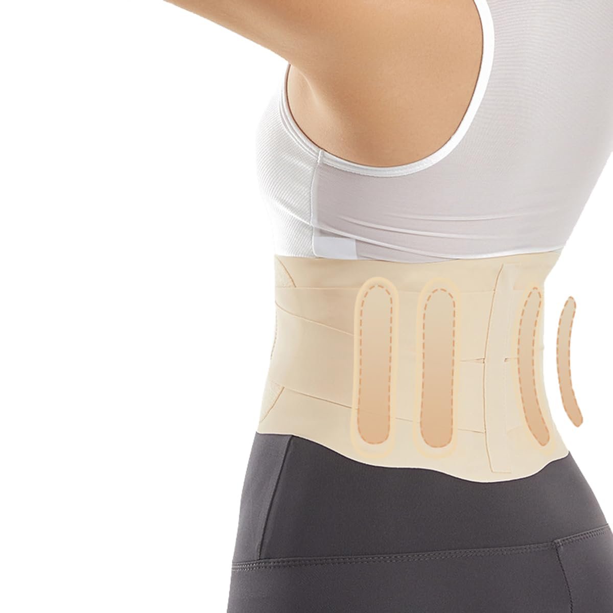 Super Thin Back Brace for Lower Back Pain Women Men, Lumbar Support Waist Support Brace for Women Lower Back Pain Relief Products, Hip Belt Waist Belt Sciatic Nerve Brace for Women Men (Beige, X-Large)