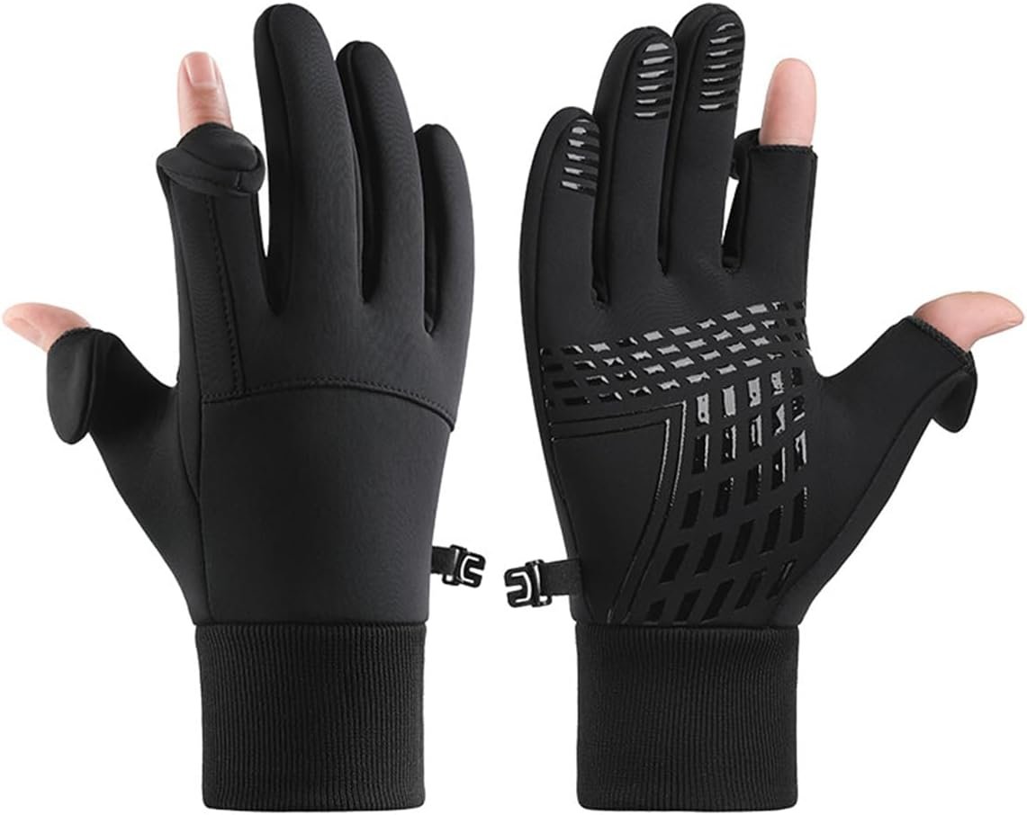 SUJAYU Winter Gloves Men Women, 2 Finger Exposable Touch Screen Gloves Running Gloves Cycling Gloves Driving Gloves for Men Women, Warm Gloves Freezer Gloves Waterproof Gloves Mens