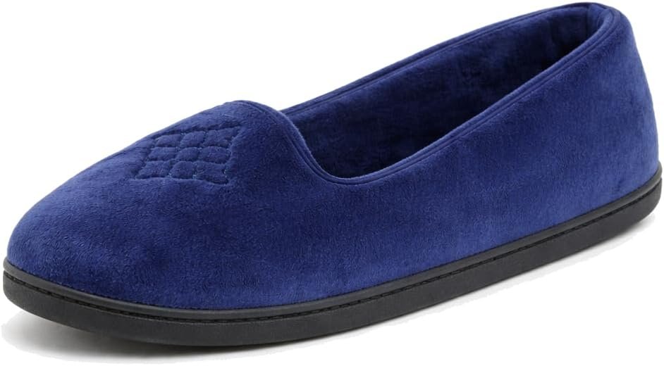 Dearfoams Women’s Rebecca Soft Memory Foam Lightweight House Shoes Cozy Loafer with Warm Lining and Wide Widths Slipper