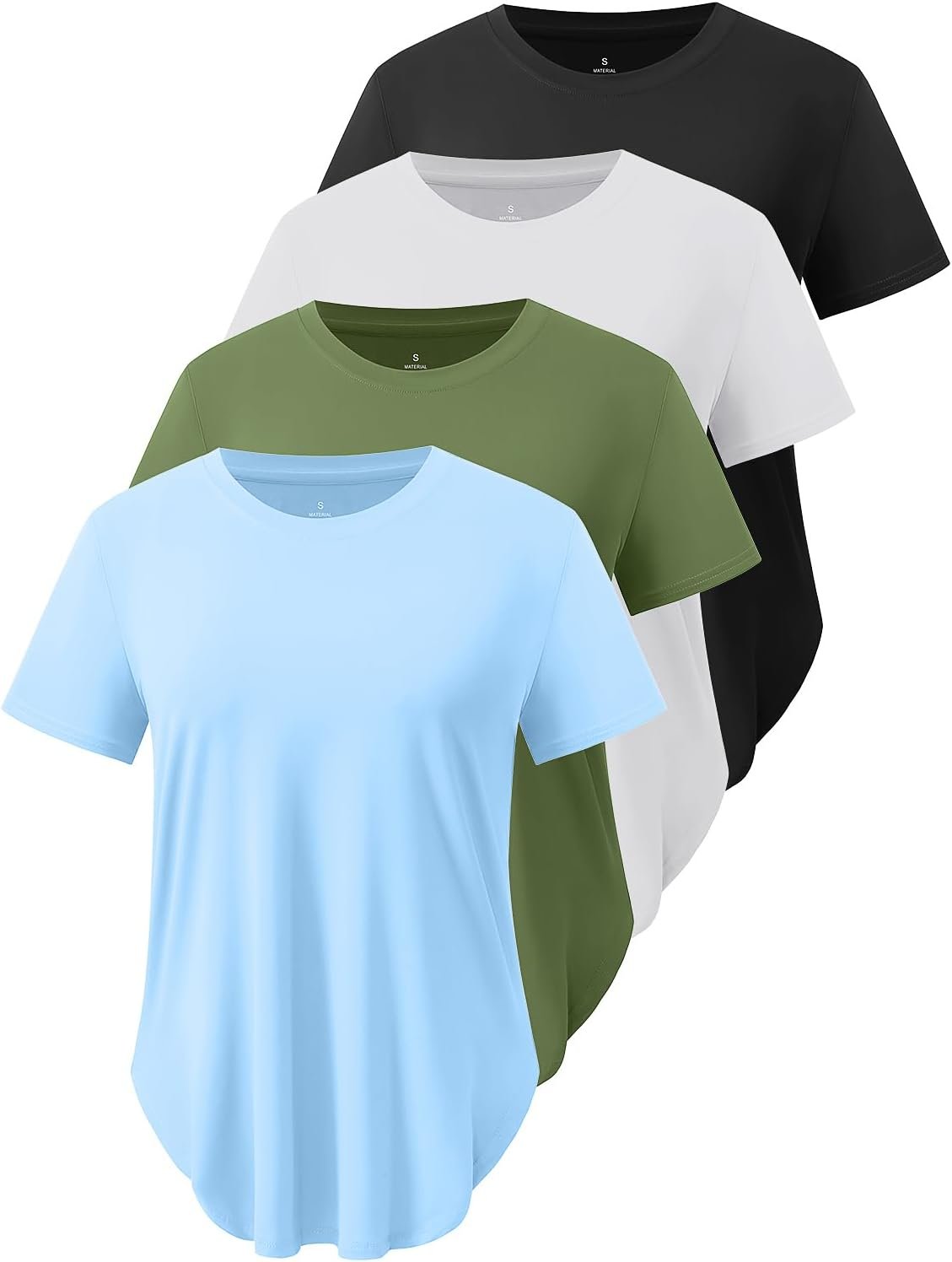 Cosy Pyro 4-Pack Workout Tops for Women UPF 50+ Yoga Shirts Short Sleeve Athletic T-Shirts Quick Dry Running Gym Tee