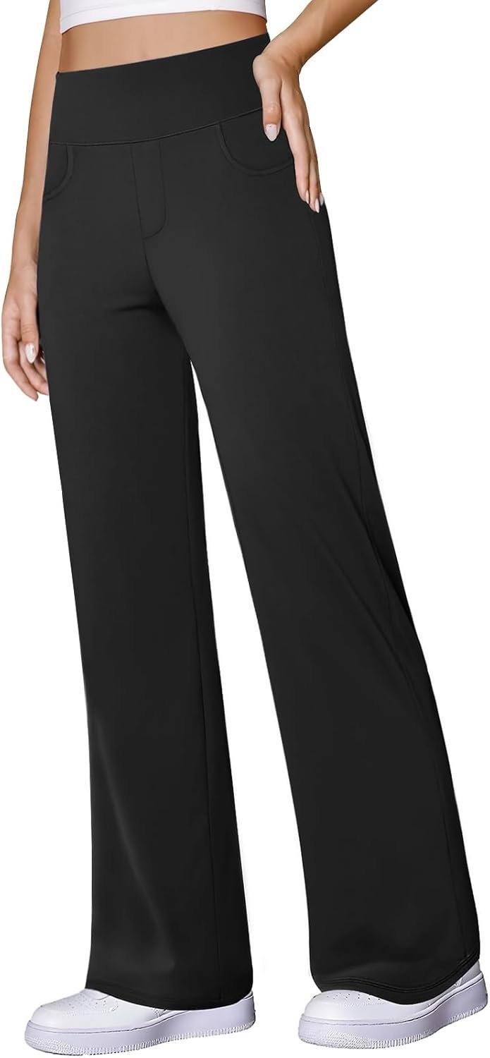 COPYLEAF Wide Leg Yoga Pants Women Stretch Dress Work Pants with Pockets Lounge Casual Sweatpants