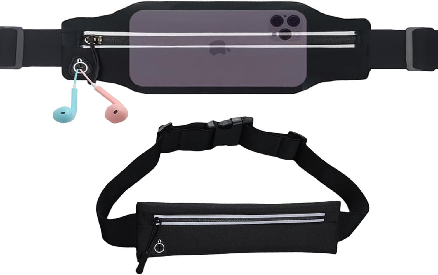Slim Running Belt Fanny Pack for Men Women, Running Hiking Cycling Phone Holder, Reflective Runners Pouch Waist Pack for Workout, Money Belt, Running Gear Accessories Gift【Fits All Size Phones】