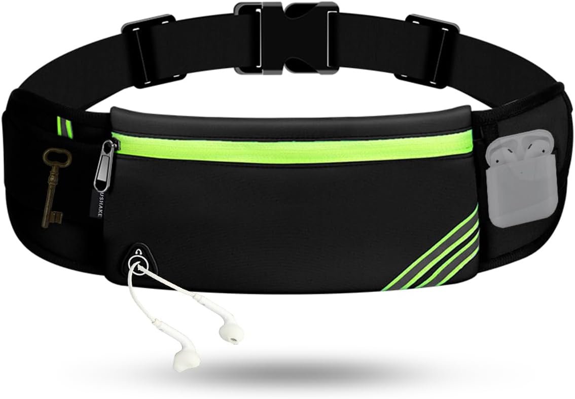 USHAKE Running Belt with Bounce-Free Pouch for iPhone and Samsung Galaxy – Ideal for Running, Walking, Cycling, and Gym Workouts