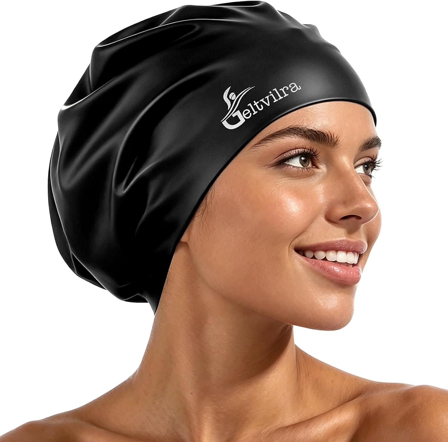 Waterproof Extra Large Silicone Swimming Caps Turban for Black Women Girls Men with Long Hair Braids Dreadlocks to Keep Hair Dry