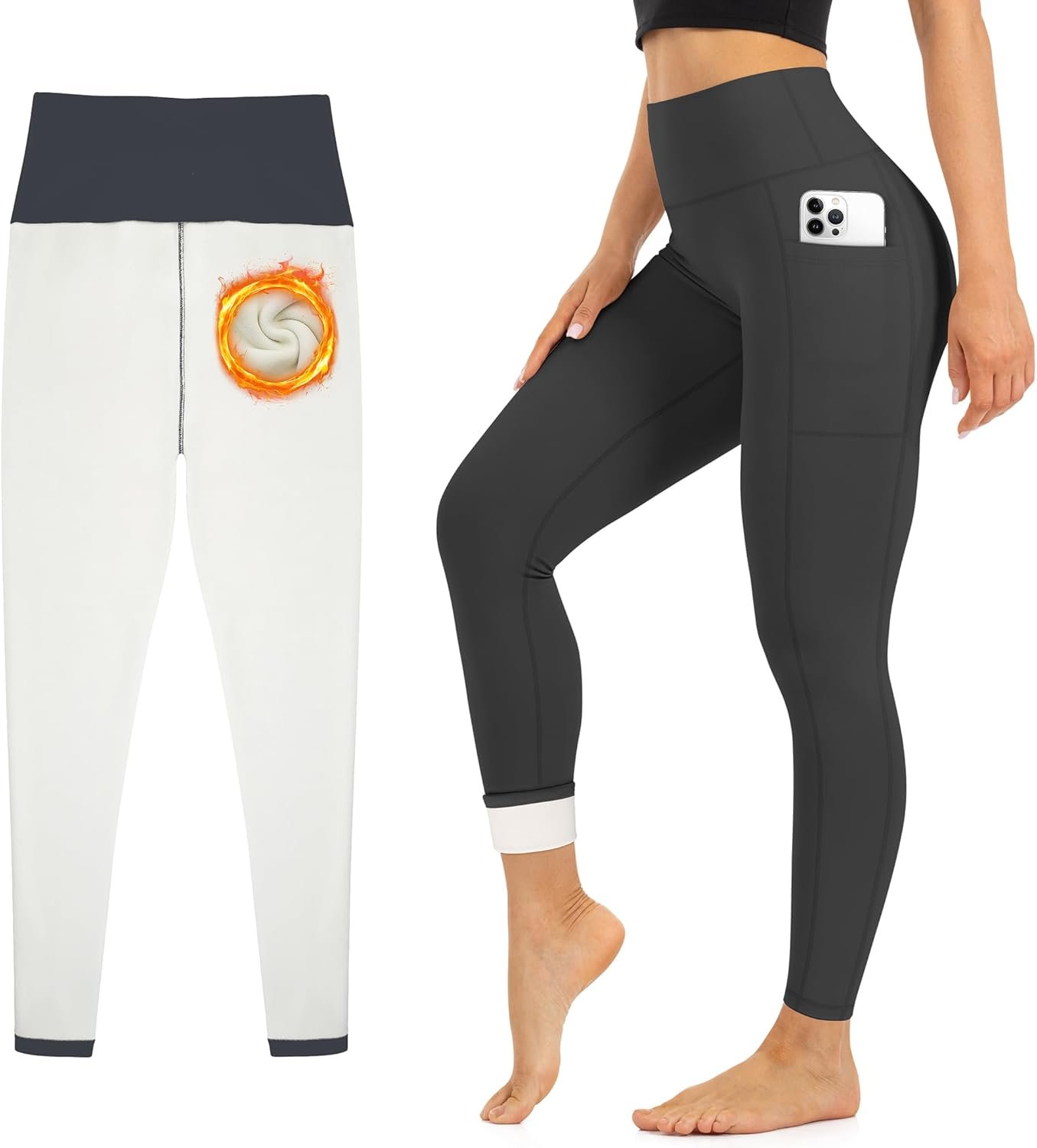 Blisset Women’s Fleece Lined Leggings Thermal Warm Winter Tights High Waisted Soft Yoga Pants with Pockets