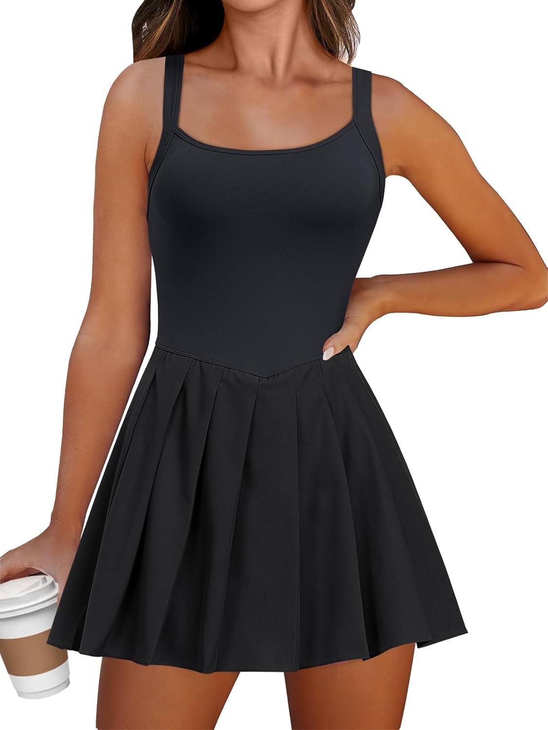 ANRABESS Women’s Tennis Athletic Pleated Summer Mini Dress 2026 Golf Workout Build in Shorts Casual Romper Short Sundress