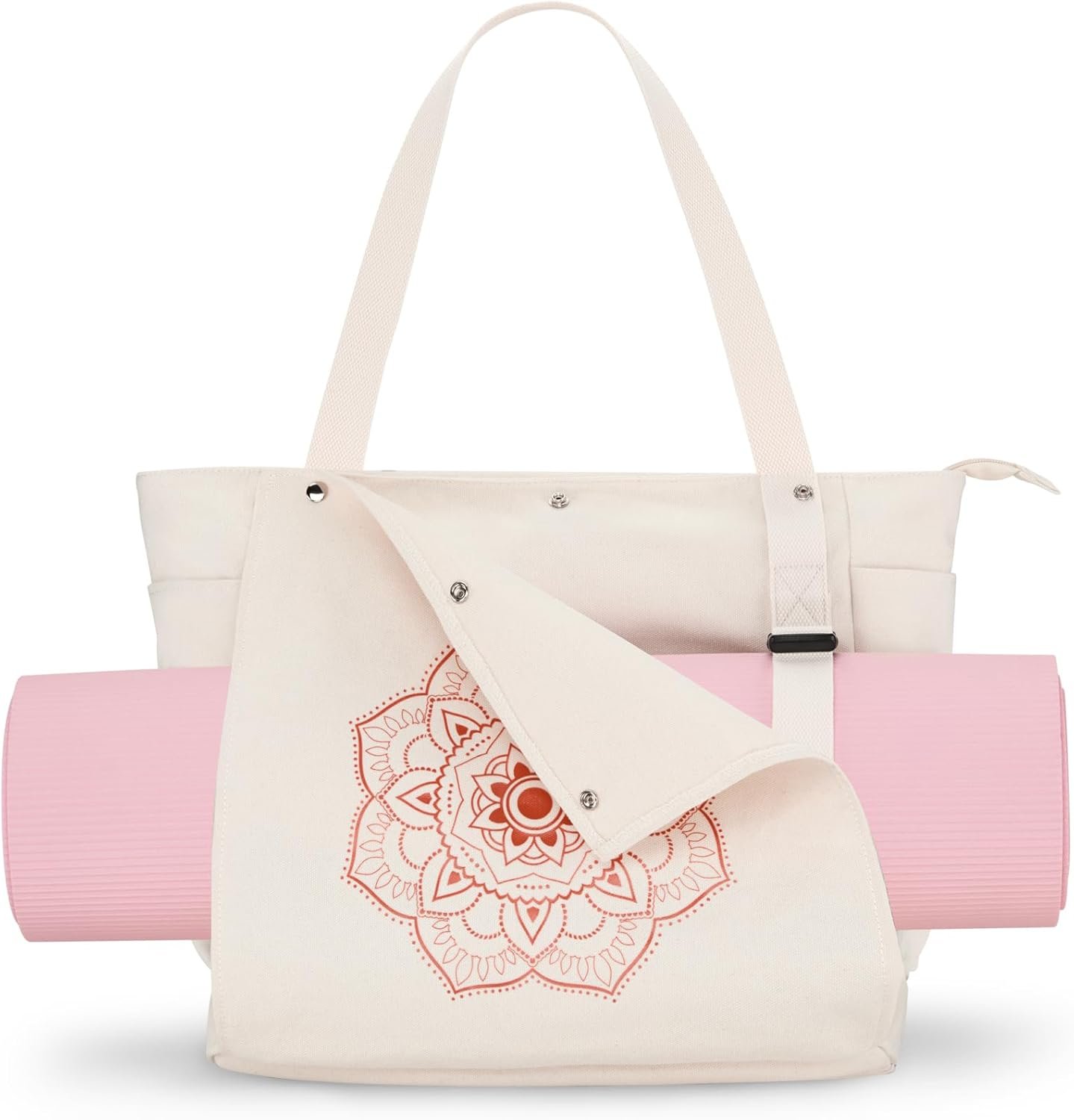 Gonex Yoga Mat Bag, Yoga Gym Bag Tote Bag with Multi Pockets For Women Men, Canvas Yoga Mat Carrier Take in Out Mat Easily For Pilates Travel Workout Office