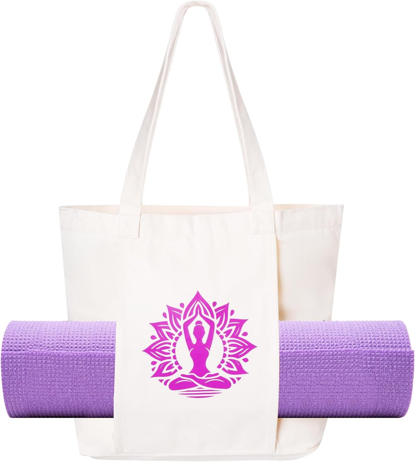 Yoga Mat Bag for Women Canvas Tote Bags with Yoga Mat Carrier Gym Bag for Workout Pilates Travel Beach and Office