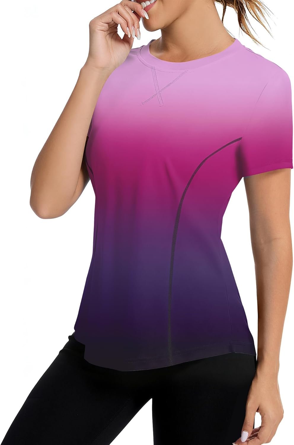 AVOOGUE Women’s Short Sleeve Workout Tops Quick Dry Athletic UPF50+ Sun Protection Shirts Gym Hiking Running Yoga Clothes