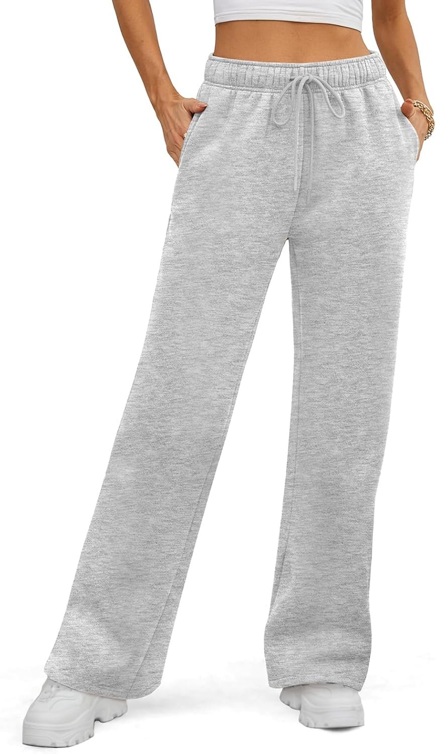 ATHMILE Womens Sweatpants 2026 Fall Baggy Wide Leg Sweatpant Fleece Lined Straight Leg Sweat Pants