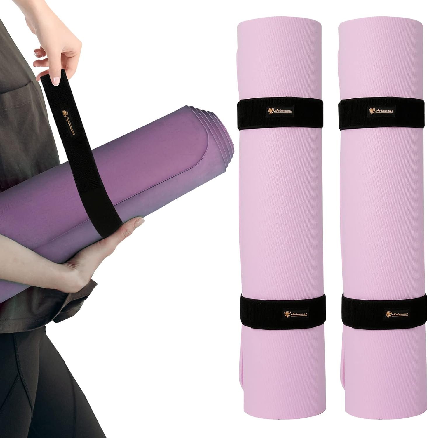Aolamegs Yoga Mat Strap,Heavy Duty Bungee Straps Band,Wrap Organizer for Yoga Mat/Workout/Exercise(20″ L x 2″ W)