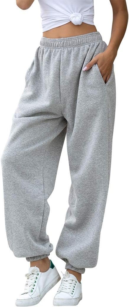 HeSaYep Women’s High Waisted Sweatpants Workout Active Joggers Pants Baggy Lounge Bottoms