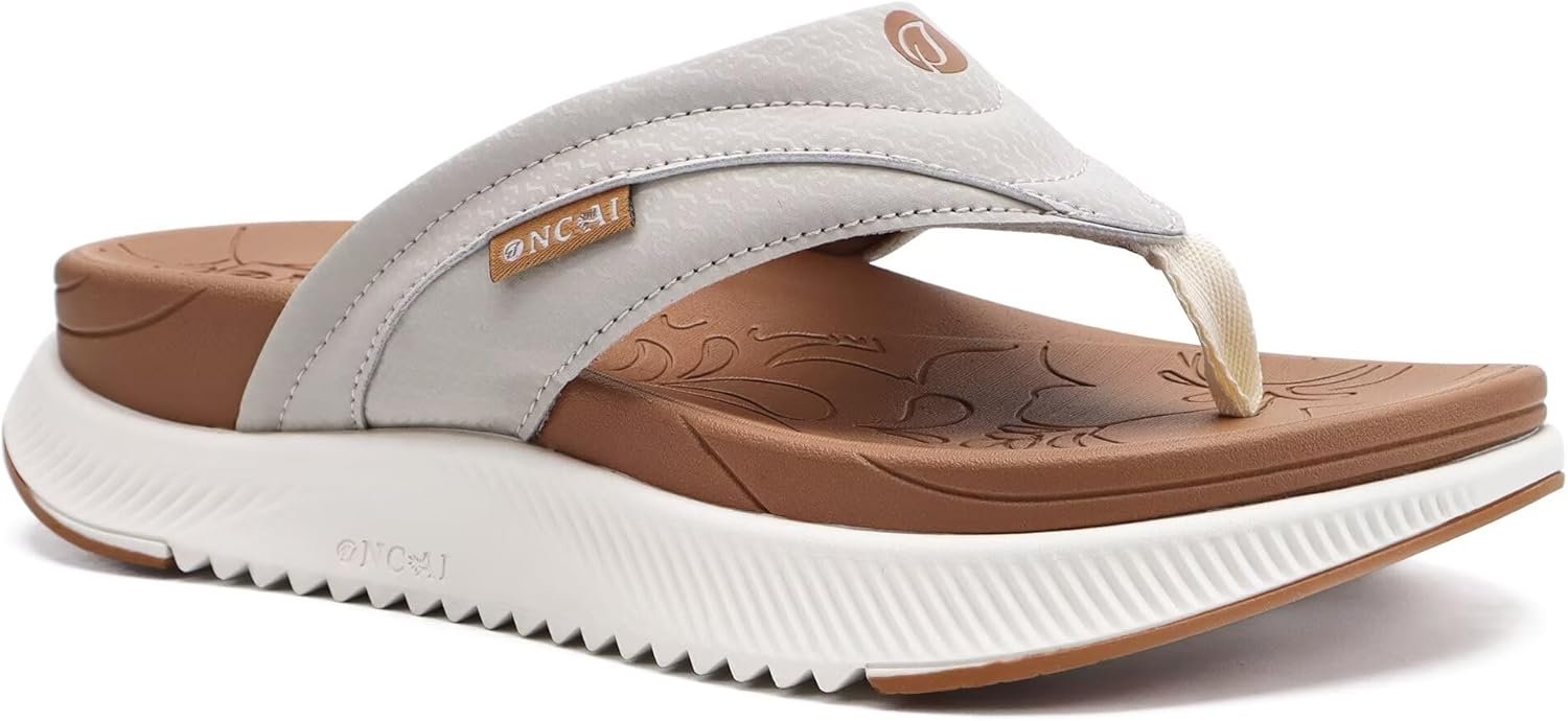 ONCAI Women’s Orthotic Cushion Flip Flops Recovery Walking Sandals for Women with Arch Support Summer Comfortable Slip On Flip Flops for Womans Size 6-12