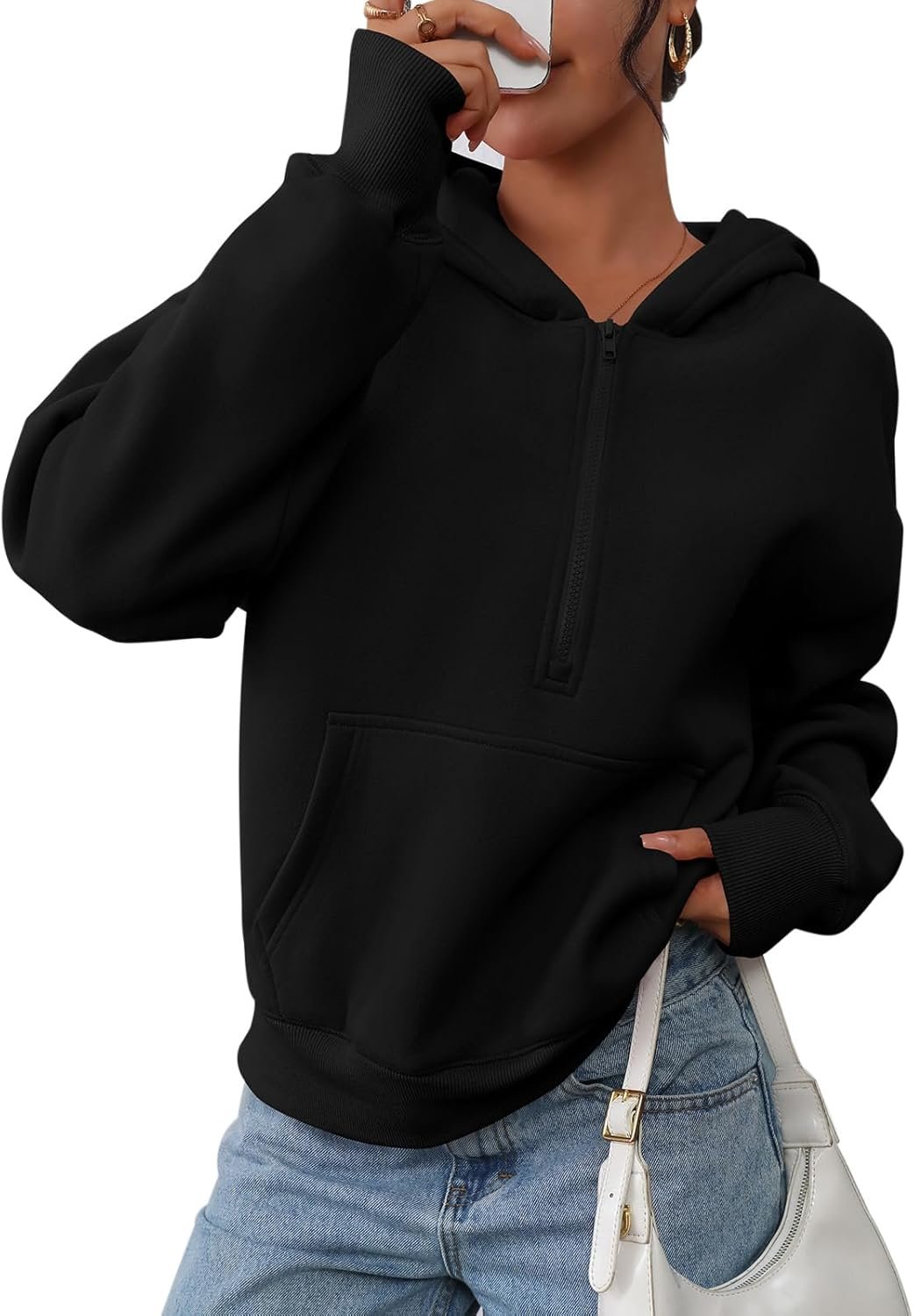 PRETTYGARDEN Women’s Half Zip Up Hoodies 2025 Fall Long Sleeve Cropped Pullover Oversized Sweatshirt Fashion Y2K Clothes