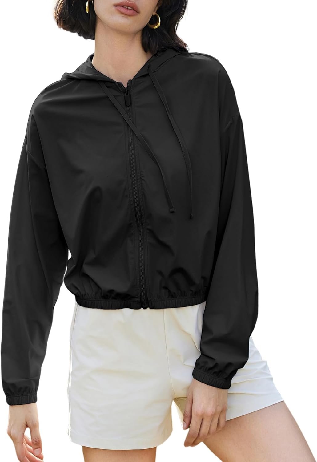 Wyeysyt Women’s Athletic Jackets UPF 50+ UV Sun Protection Cropped Jackets Running Zip Up Hoodie Outdoor Jackets