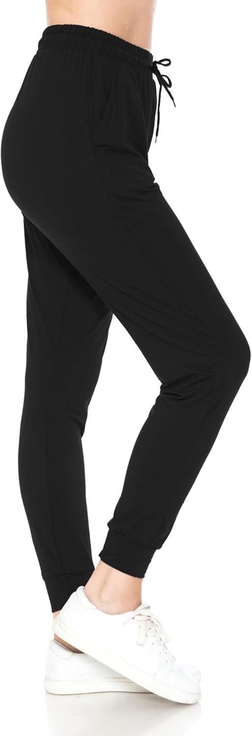 Leggings Depot Women’s Jogger Track Cuff Sweatpants with Pockets for Yoga, Workout