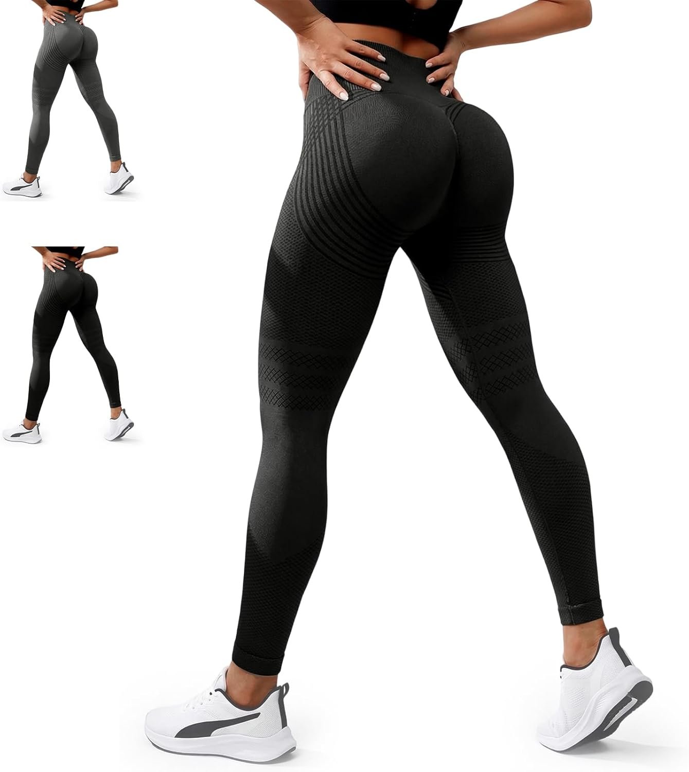 Anti Cellulite Compression 3D Leggings Women Butt Lifting Tummy Control with Resistance Bands Gym Yoga Pants High Waist