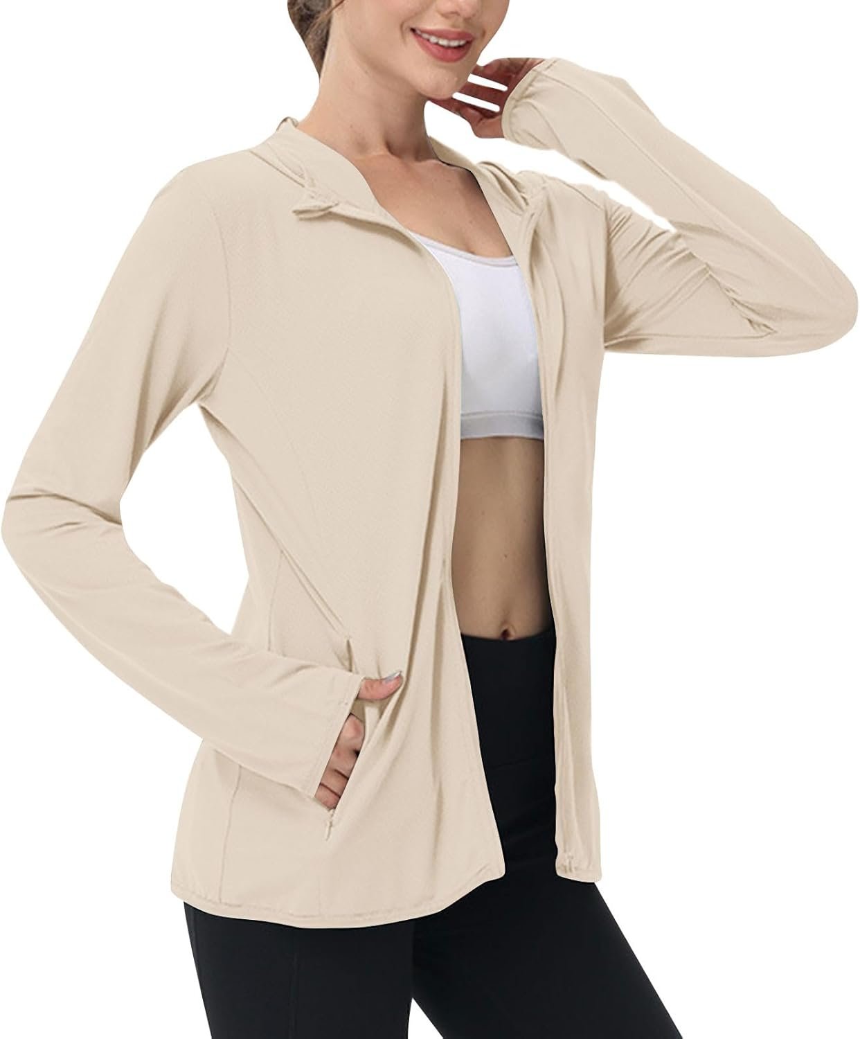 Womens Sun Shirts Full Zip UPF 50+ Protection Hoodie Jacket Long Sleeve Hiking Outdoor Lightweight UPF50+ Jackets