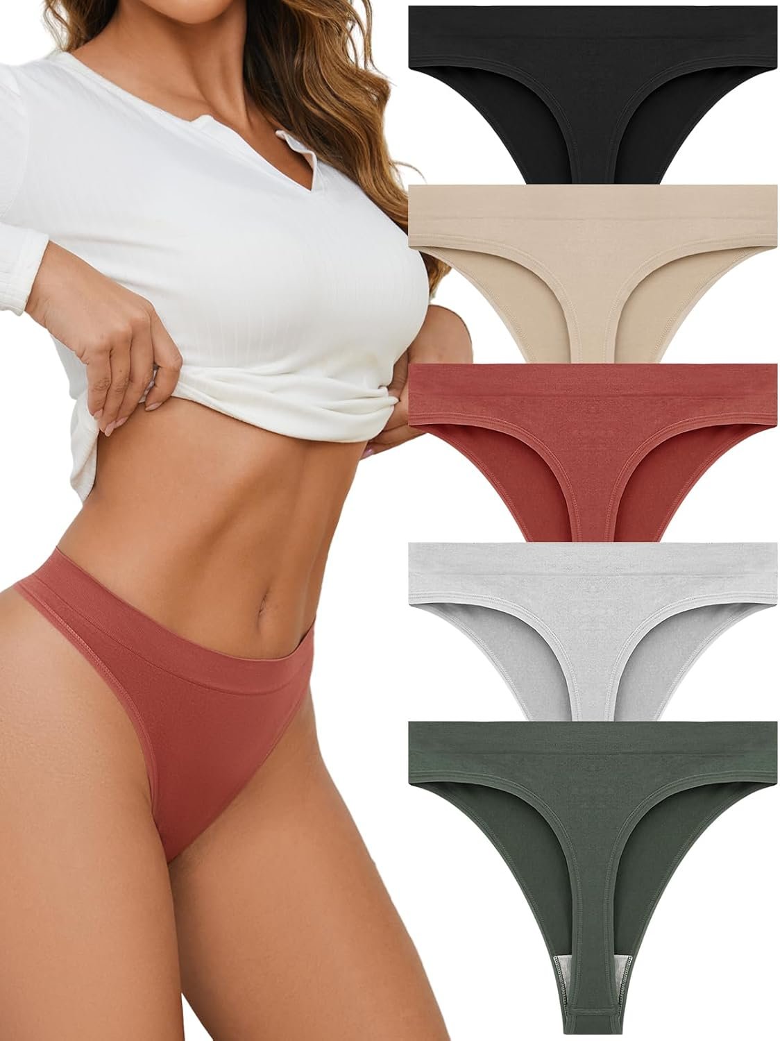 linccure Breathable Seamless Thongs: Comfortable Women’s Underwear 5-Pack