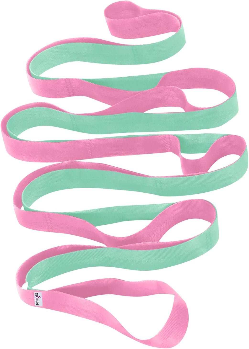 TECEUM Soft Cotton Stretching Strap for Sensitive Skin – Yoga Strap for Physical Therapy – 10 Loops Non-Elastic Stretch Band for Flexibility, Hamstring, Pilates & Rehab