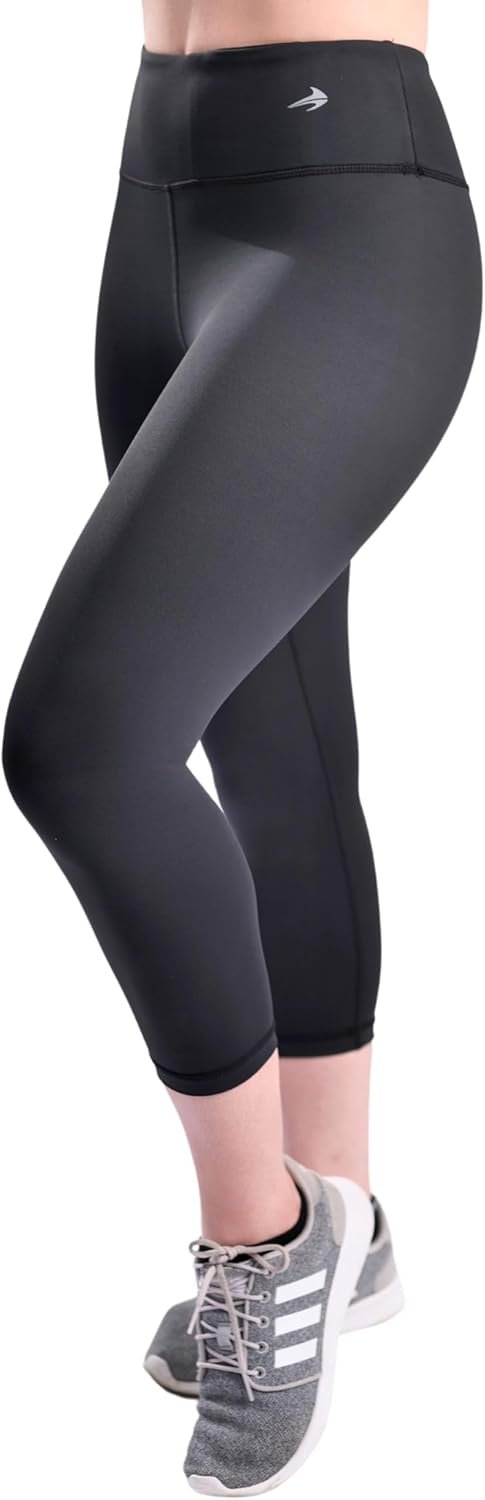 CompressionZ High Waisted Capri Compression Leggings for Women Tummy Control – Workout, Gym, Pilates, Travel, Yoga Pants