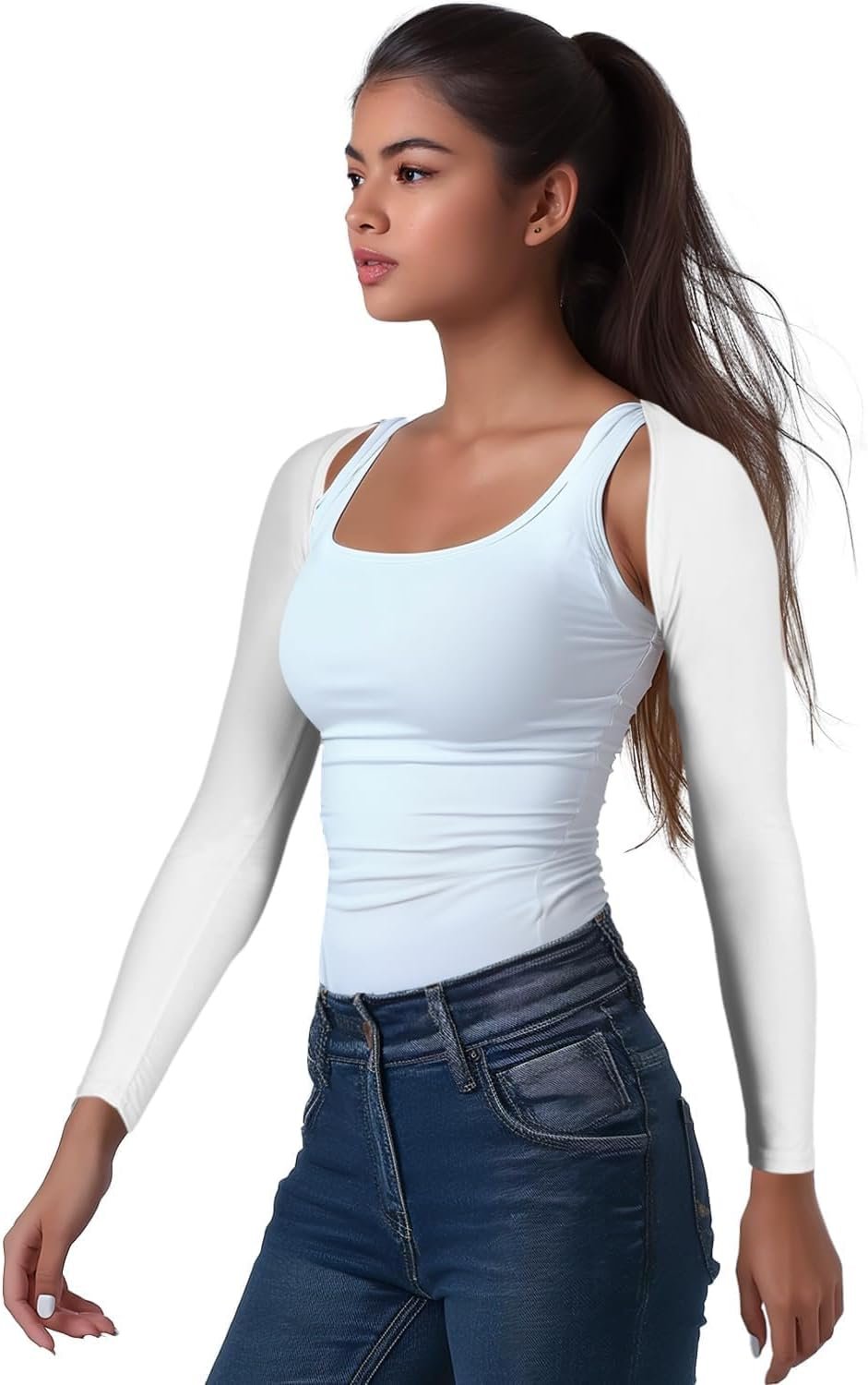 OutdoorEssentials Arm Sleeves for Women – Golf UV Shawl with Sleeves – Workout Shrug Bolero – Arm Tights for Sun Protection