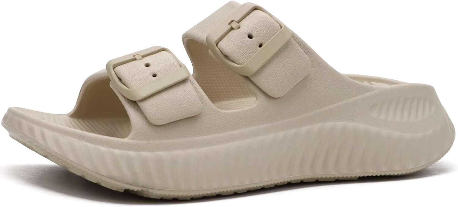 KuaiLu Womens Recovery Sandals With Comfortable Plantar Fasciitis Arch Support, Orthotic Adjustable Thick Cushion Sport Slides Reduces Stress on Feet, Joints & Back Post-Exercise