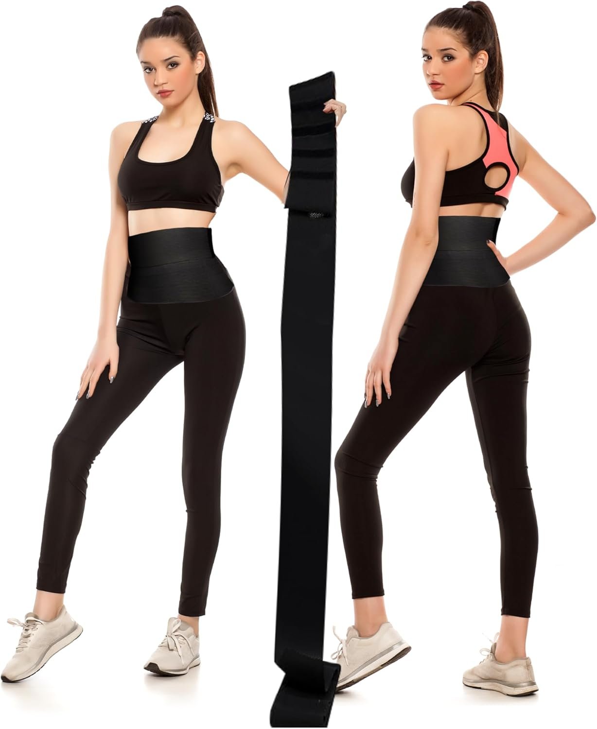 Waist Trainer for Women – Adjustable Postpartum Belly Wrap Tummy Control Bandage & Core Stability, Elastic Waist Trimmer Belt for Fitness, Daily Use, Black