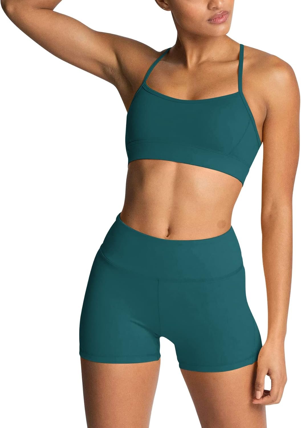 IMEKIS Women’s Workout Sets 2 Piece Yoga Outfit High Waisted Biker Shorts Leggings Sports Bra Gym Fitness Clothes Tracksuit