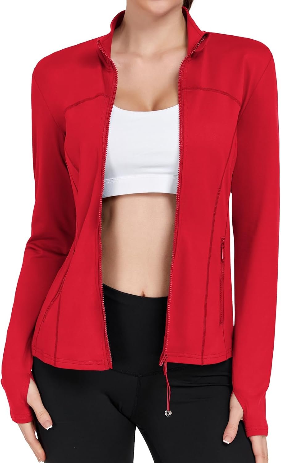Women’s Workout Jackets Full Zip Running Yoga Jackets Lightweight Athletic Clothes with Thumb Holes