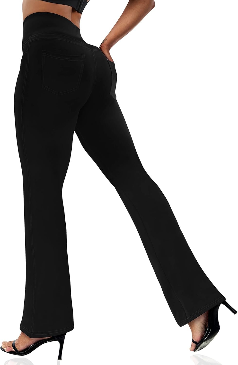 VOOVEEYA Women’s Bootcut Leggings – Bootleg Yoga Pants Flare with 4 Pockets,Tummy Control High Waisted Casual Dress Pants