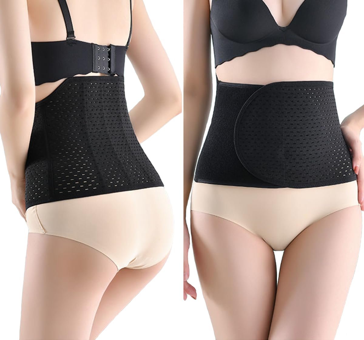 SUJAYU Abdominal Binder Post Surgery, Breathable Belly Band Postpartum Belly Wrap, C Section Belly Binder Abdominal Binder Hernia Belt for Women, Back Support Belt for Women (Black, XXXX-Large)