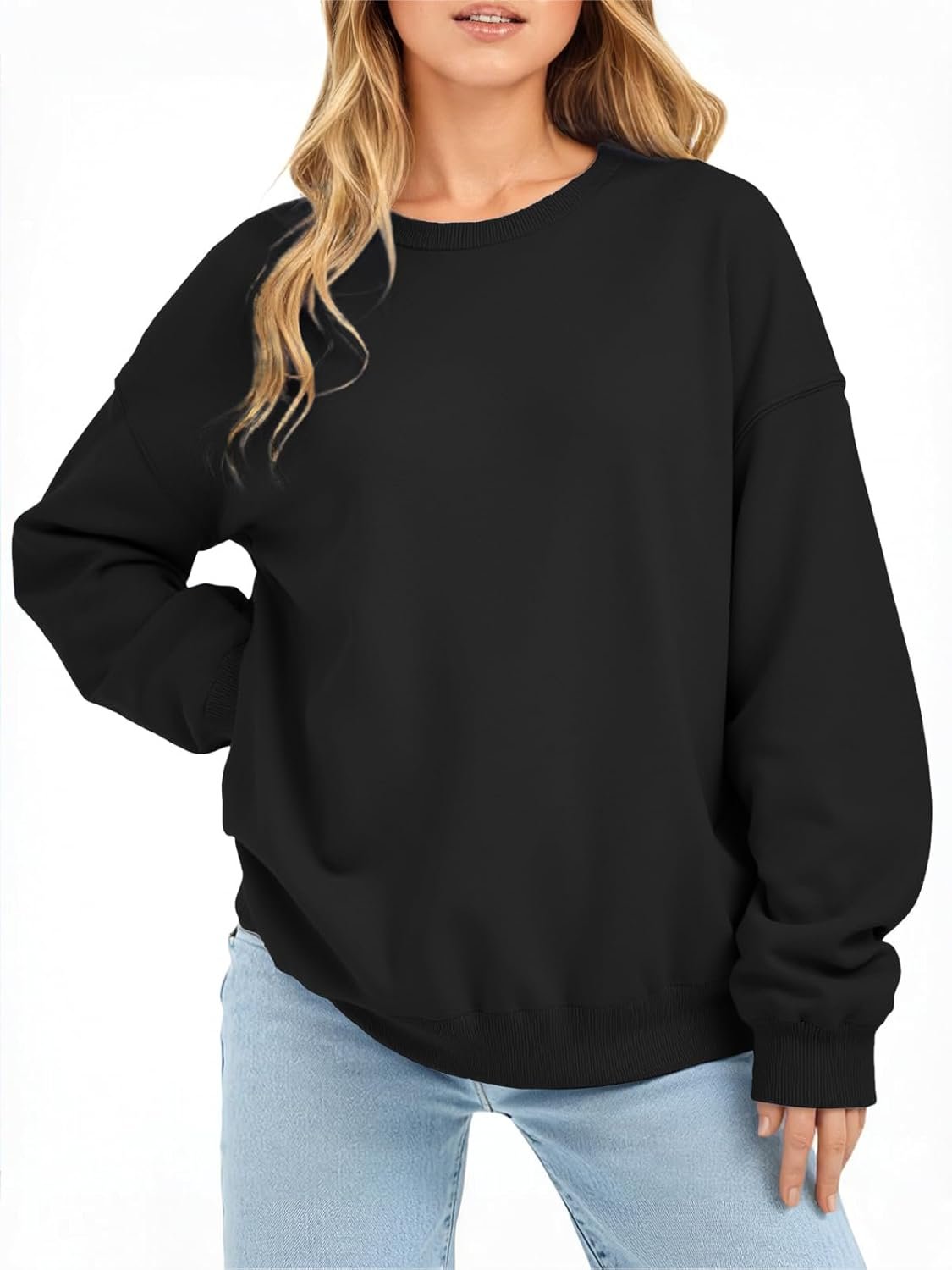 Womens Oversized Sweatshirt Crewneck Long Sleeve Fleece Lined Pullover Tops Fall Outfits Winter Clothes 2025