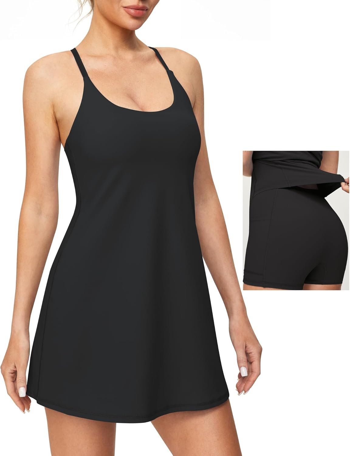 Heathyoga Womens Athletic Dress Easy Peasy Tennis Dress with Shorts Underneath Workout Active Golf Dresses for Women