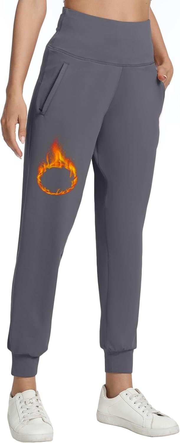 Womens Joggers with Zipper Pockets Lightweight Workout Athletic Tapered Pants for Travel Gym Lounge