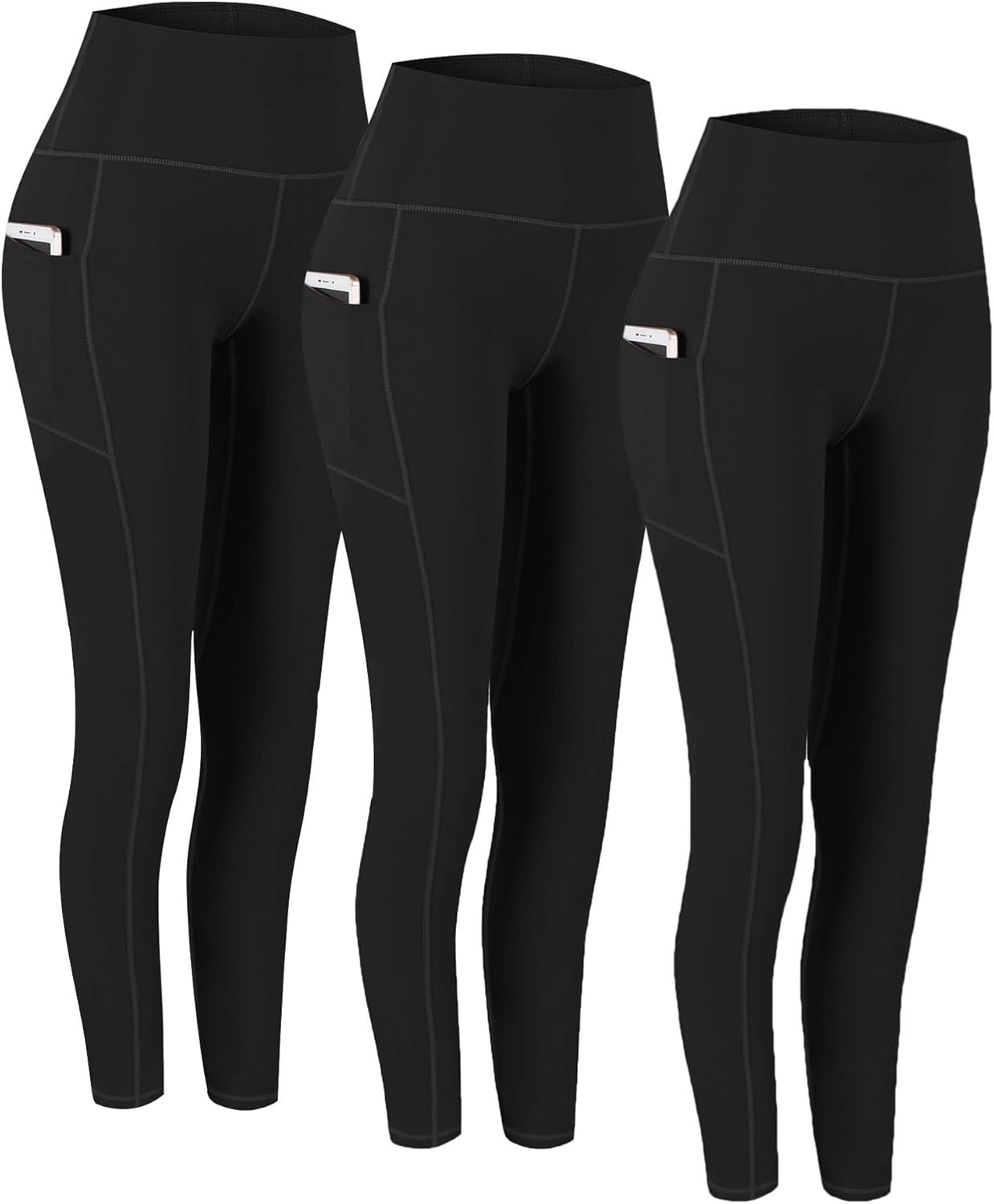 Fengbay 2 Pack High Waist Yoga Pants with Pockets, Tummy Control Workout Running Yoga Leggings for Women