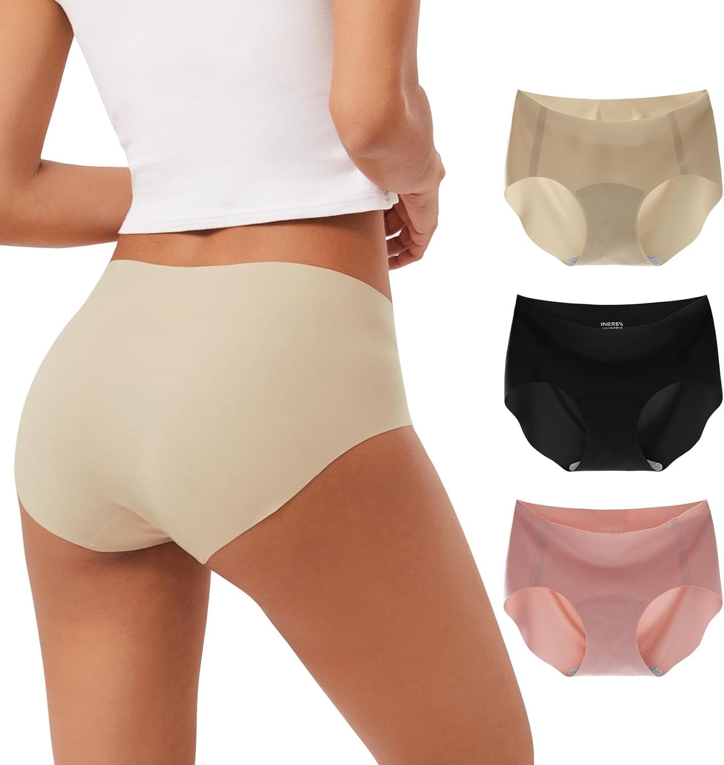 INNERSY Women’s Seamless No Show Hipster Panties Invisible Light Underwear 3-Pack