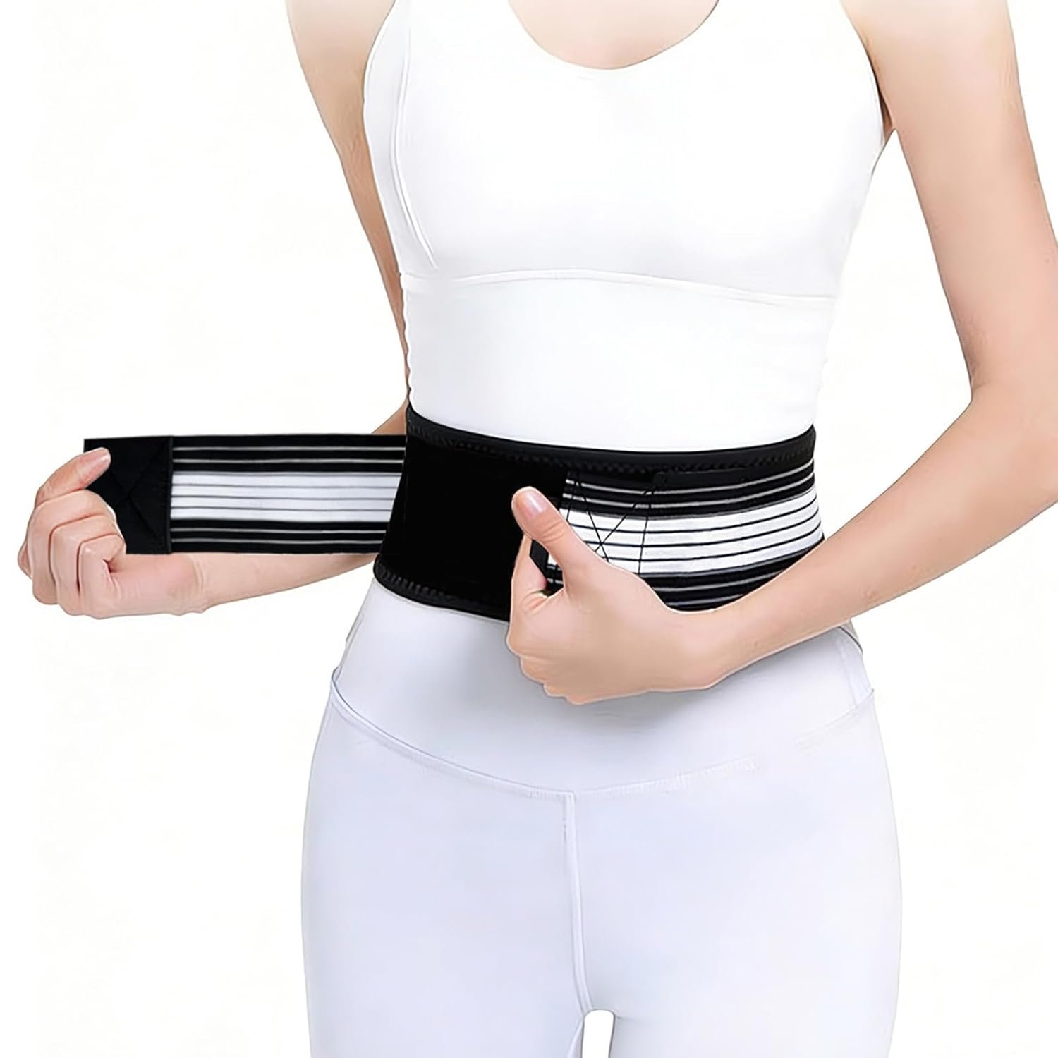 Lightweight Lower Back Brace for Women Men – Lumbar Support Belt Narrow Thin Discreet w/ Adjutable Dual Compression Alleviates Lower Back, Sciatic, Leg, Pelvic, Hip Pain/Good for Work Excercise