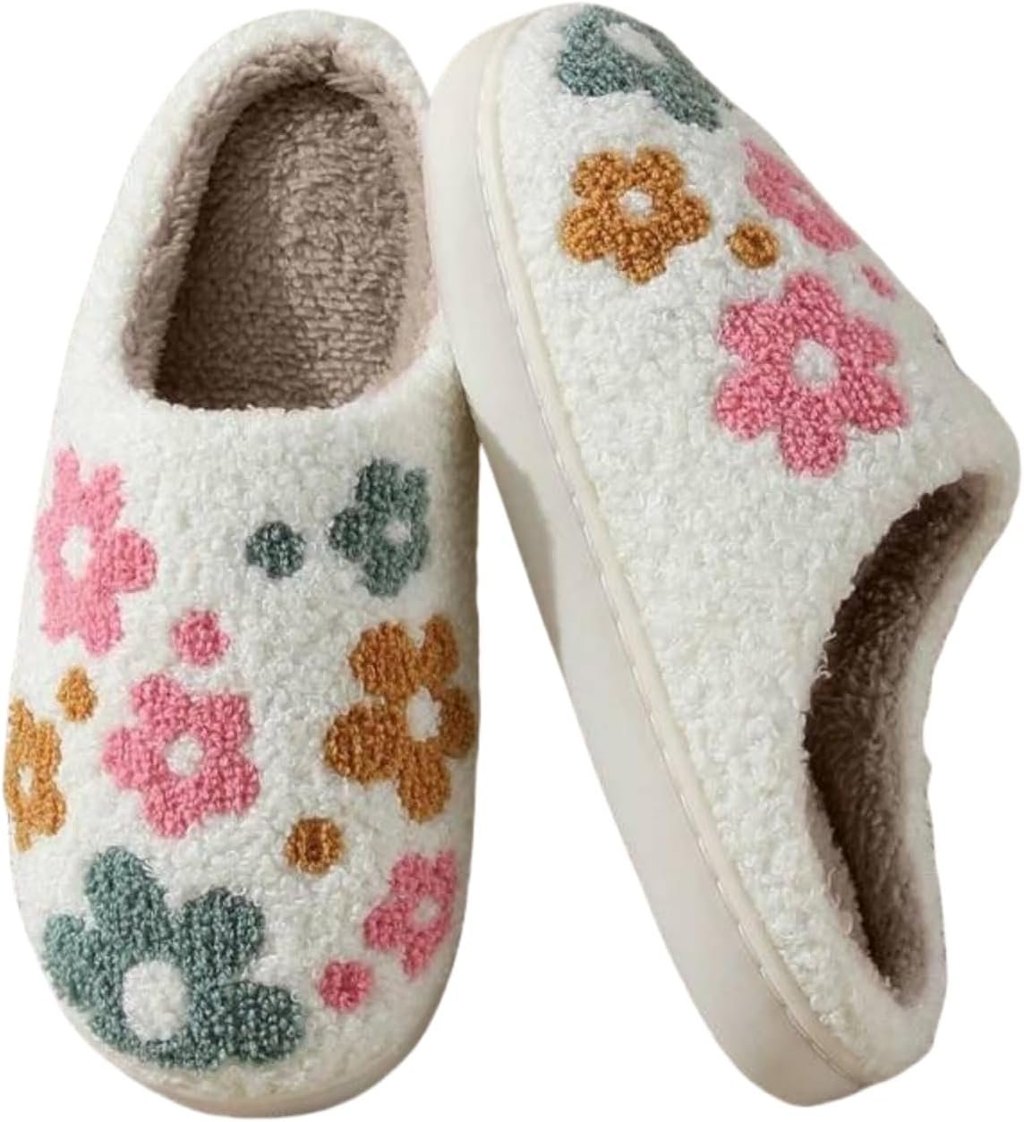 Comfy Home Elastic Slippers Retro Memory Foam Fuzzy Shoes For Womens Mens Cute Cartoon Plush Fluffy Warm Fur Lined Slippers Winter Indoor House Shoes