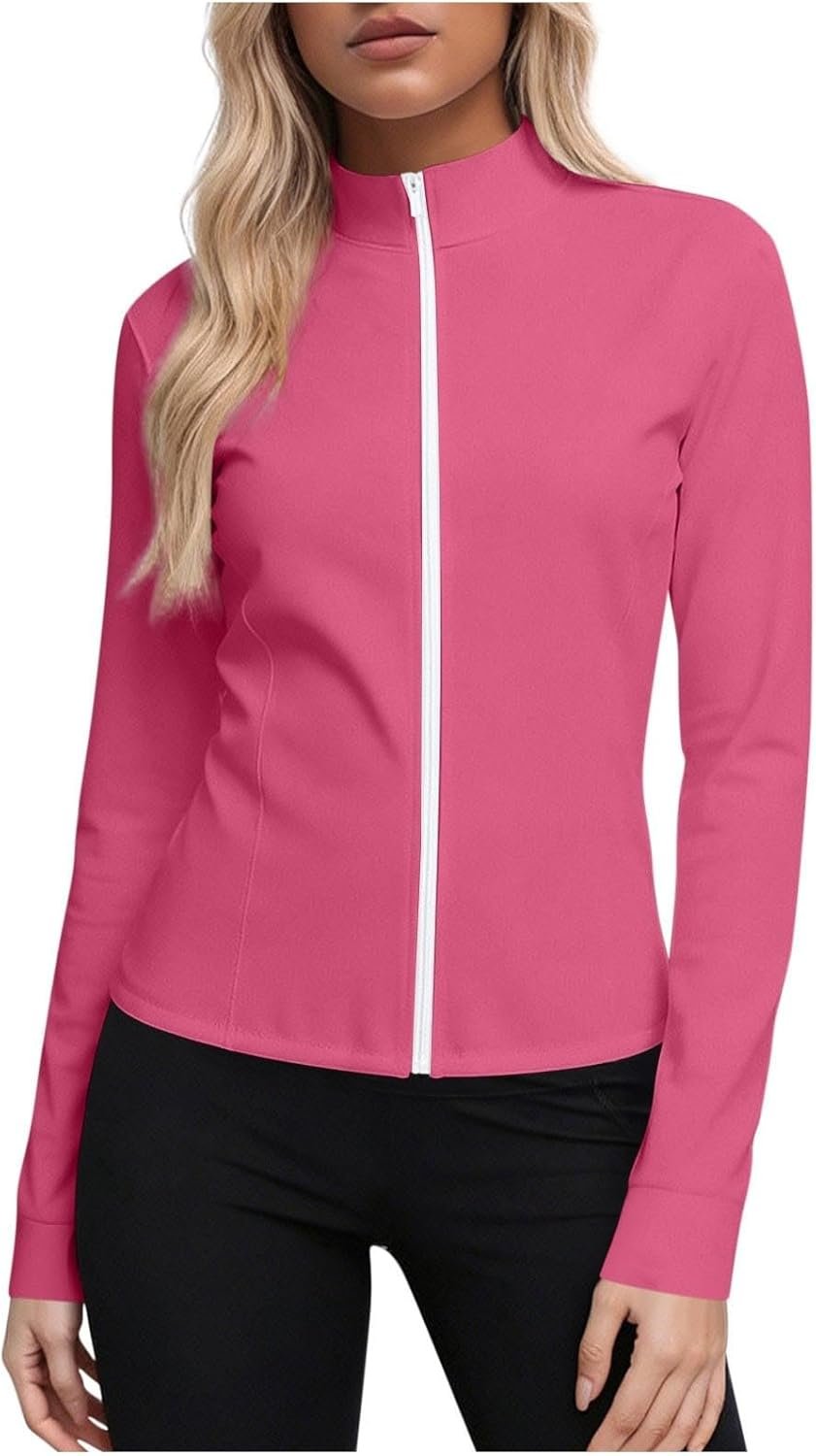 Women’s UPF 50+ Sun Shirts UV Protection Clothing Long Sleeve Full Zip Jacket Lightweight Workout Athletic Tops