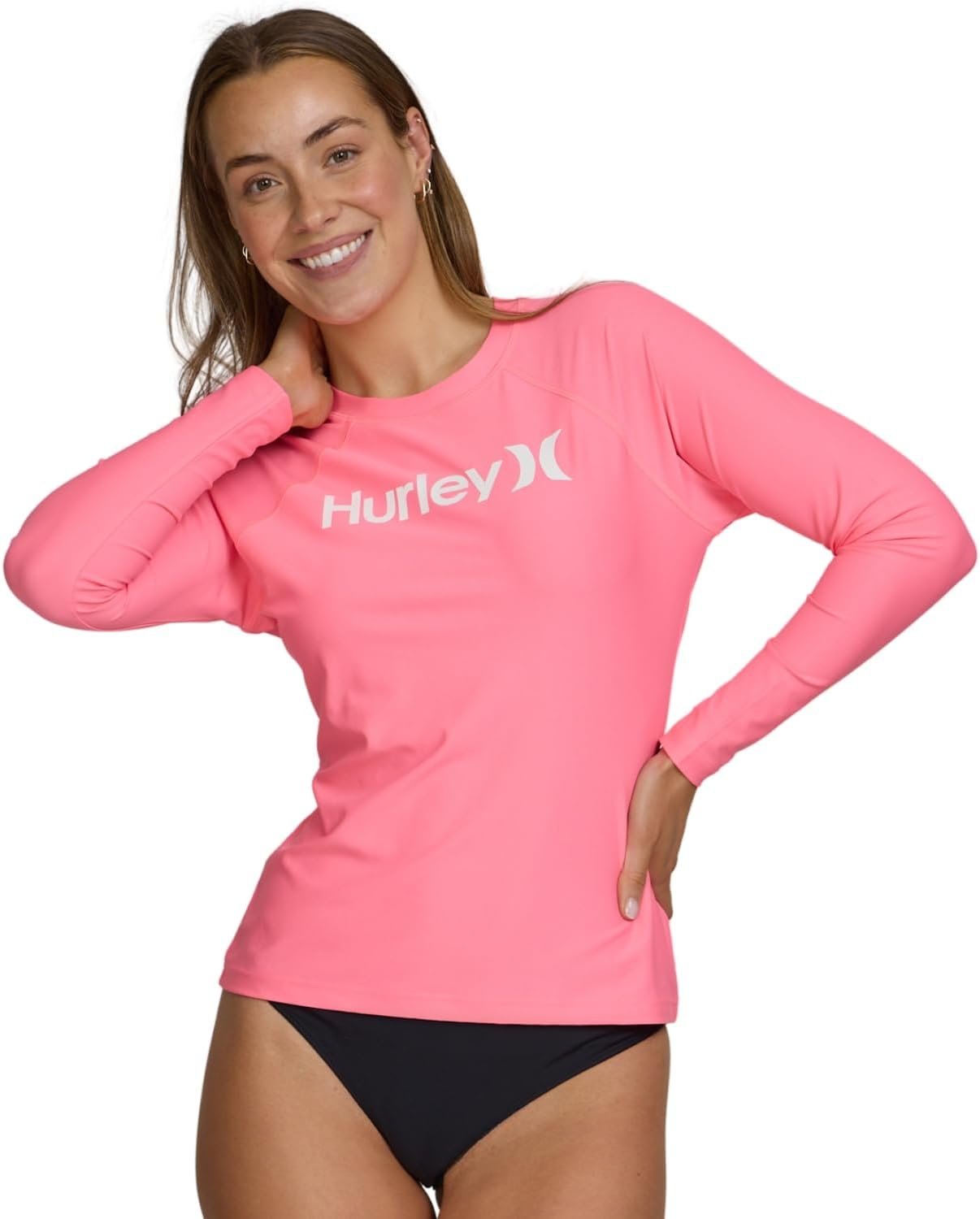 Hurley Rash Guard for Women, Womens Rash Guard Long Sleeve Shirts, Rashguard Swim Shirt Women UPF 50+ SPF & UV Protection