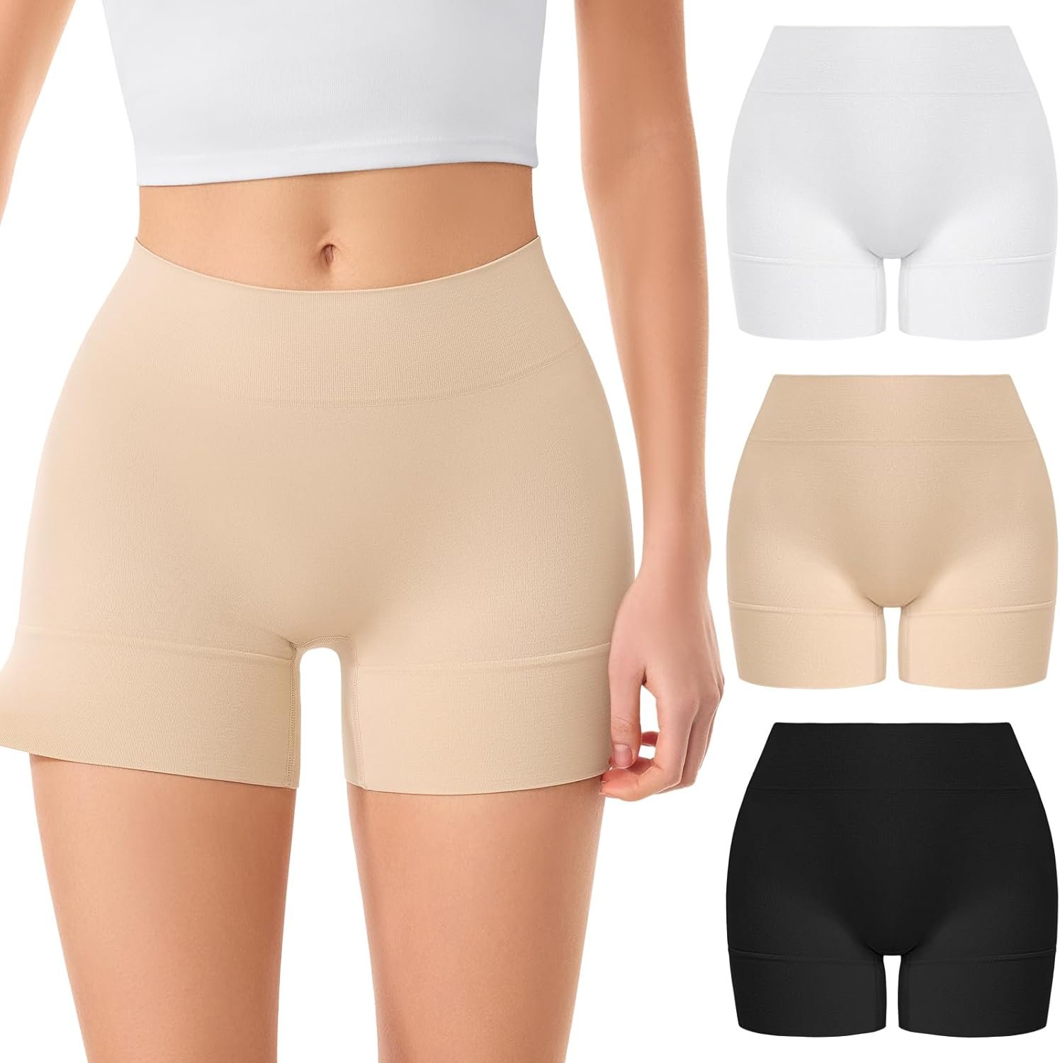 Slip Shorts for Under Dresses Women, Seamless Anti Chafe Underwear Shapewear Thigh Cooling Biker Short Panties