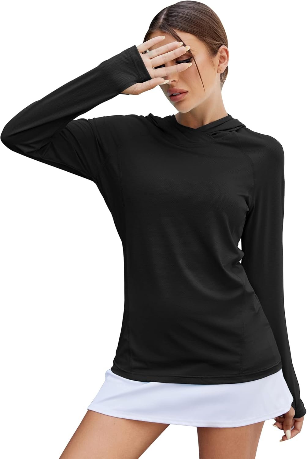 LUYAA Women’s UPF 50+ Sun Protection Hoodie Breathable Stretch Hiking Shirts Long Sleeve for Running Outdoor Workout