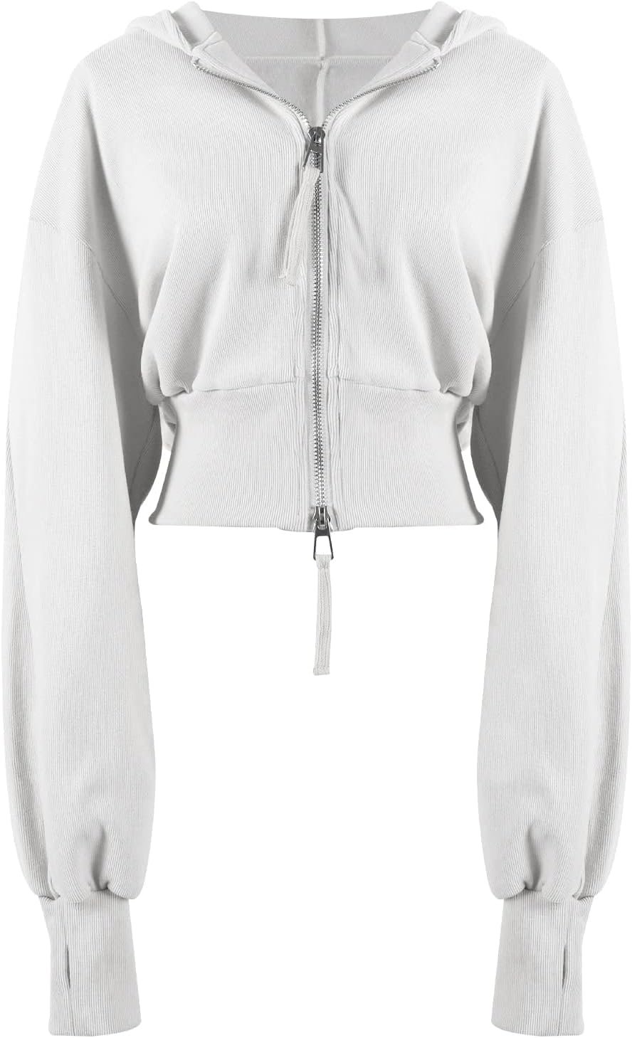 Arssm Cropped Hoodie Women Zip Up Long Sleeve Sweatshirts Casual Fashion Hooded Workout Jacket Crop Top