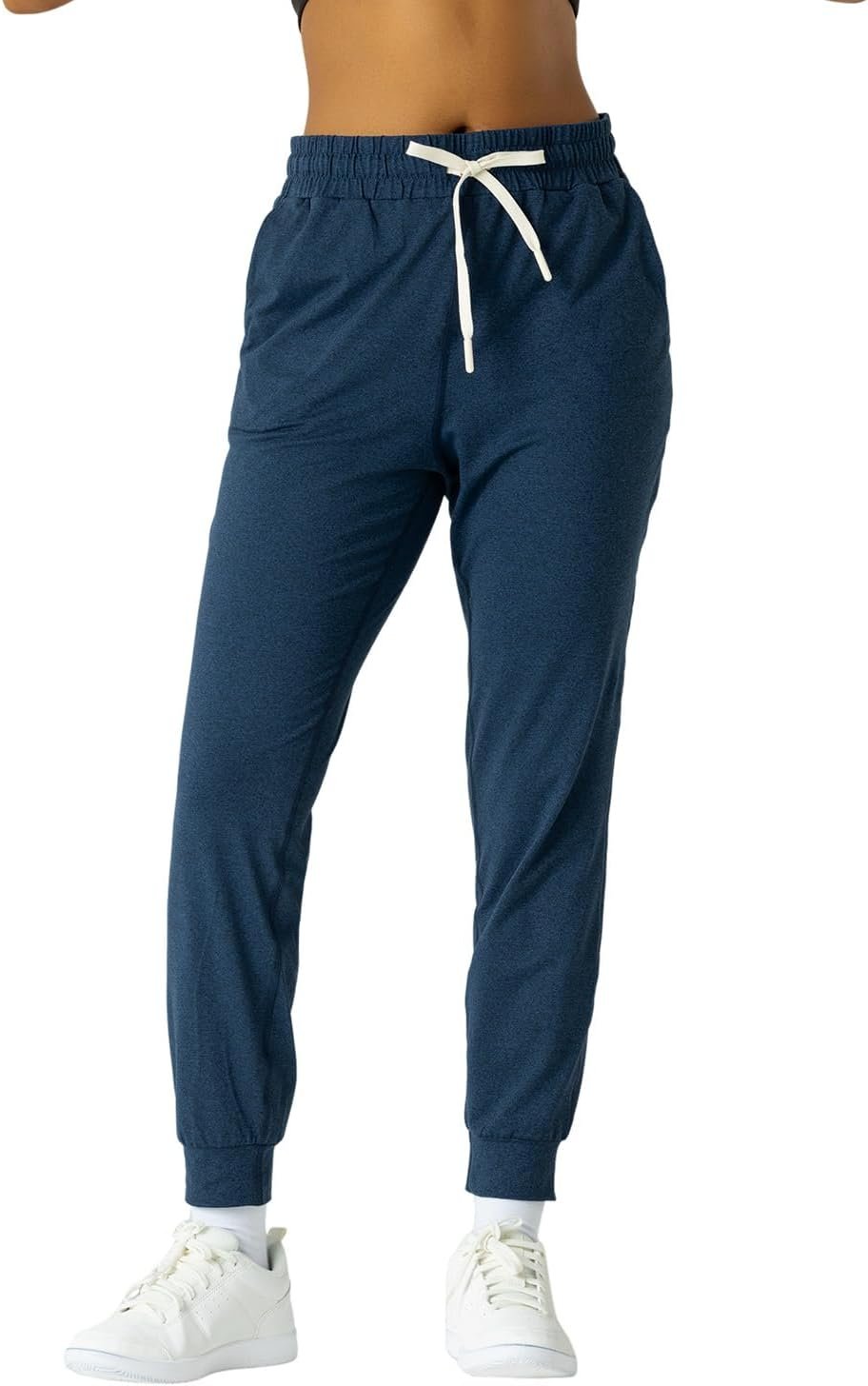 Women’s Moisture Wicking Jogger Pants for Fitness, Drawstring Waist, Side Pockets, Soft Breathable for Running, Casual Sports
