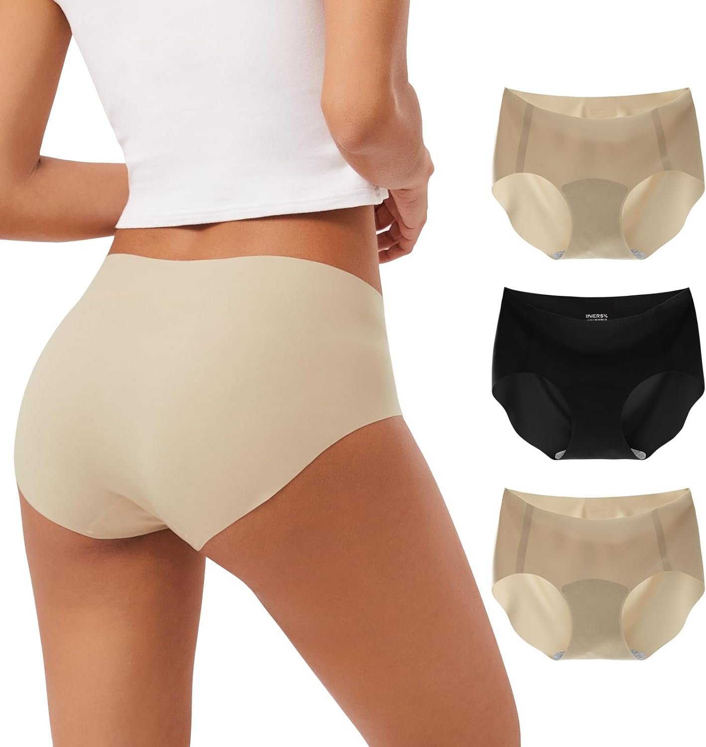 INNERSY Women’s Seamless No Show Hipster Panties Invisible Light Underwear 3-Pack